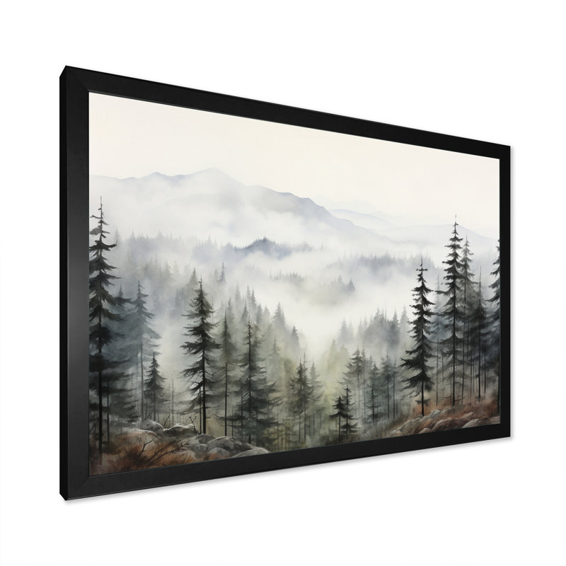 «Pine Misty Mountain II» sur toile, Cadre photo unique, H 24 po x l 32 po, Noir