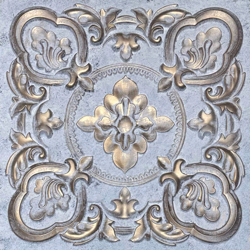 Gaby 24'' L x 24'' W Textured PVC Ceiling Tile, Aged White Gold
