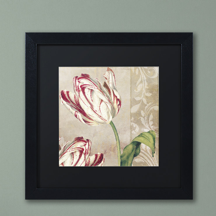 «Peppermint Tulips I» par Jadaya, impression encadrée, Noir, H 16 po x l 16 po x P 0,5 po, Toile avec cadre argenté