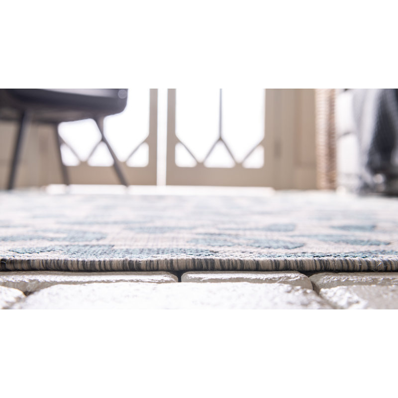 Tapis bleu sarcelle / gris Murph, Tapis de couloir 2 pi x 6 pi 1 po