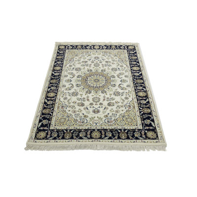 Tapis crème crème 4 x 6 Indo-Nain
