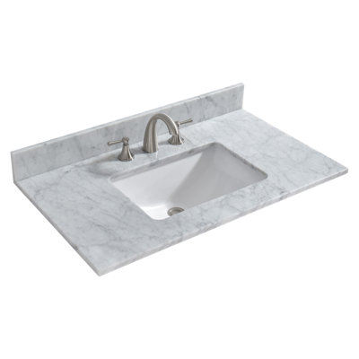 37" Single Bathroom Vanity Top in Carra White with Sink (faucet not included)