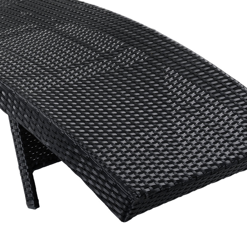 Ensemble de chaises longues 80 "en osier 2 pièces - Chaises d'extérieur inclinables avec roulettes et table d'appoint coulissante