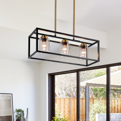 Modern 3-lights Rectangular Pendant Light Dimmable