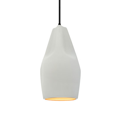 Radiance - grand luminaire suspendu 1 lumière Crease - blanc mat avec intérieur champagne doré - noir mat - DEL dédiée - cordon noir