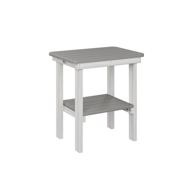 Outdoor Rectangle Side Table, Seashell, Light Gray