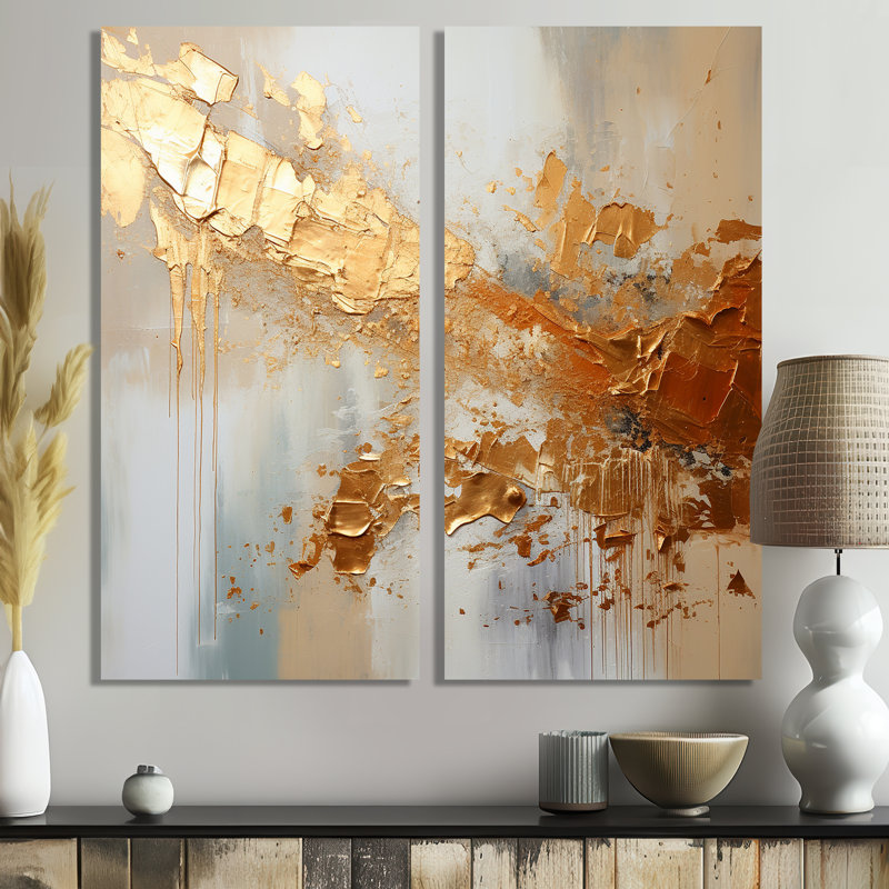 Charley - ensemble de 2 grands collages abstraits, 32" H x 32" W, Wrapped Canvas, Does Not Apply