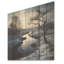 «River Winter Scenery Tranquility - Lake River», art mural sur bois de pin naturel-153573287