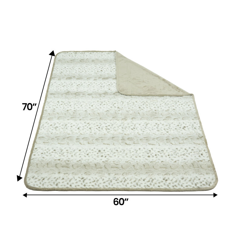 Cream Faux Fur Reversible Waterproof Pet Blanket 60" x 70"