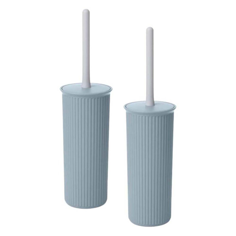 Ribbed 4" Plastic Free-standing Toilet Brush, Stone Blue