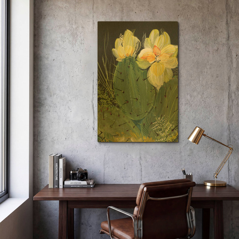 'Cactus 2' By Kristy Rice Gold Metal Wall Art, 12" x 16", 24"x36"