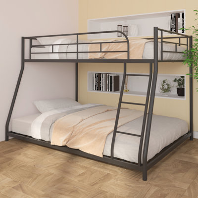 Metal Twin Over Full Bunk Bed With Squeak - Design, Built In And Low Profile Style Wood Slats, Robust Assurance
