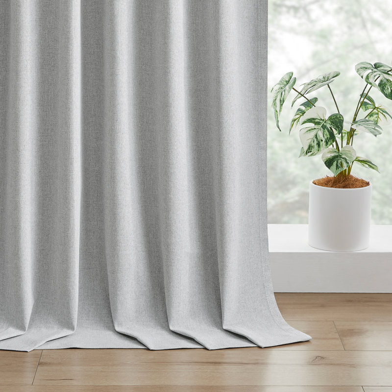 Ensemble de 2 panneaux de rideaux occultant 100% polyester Leming, L 52 po x L 84 po, Argent argent
