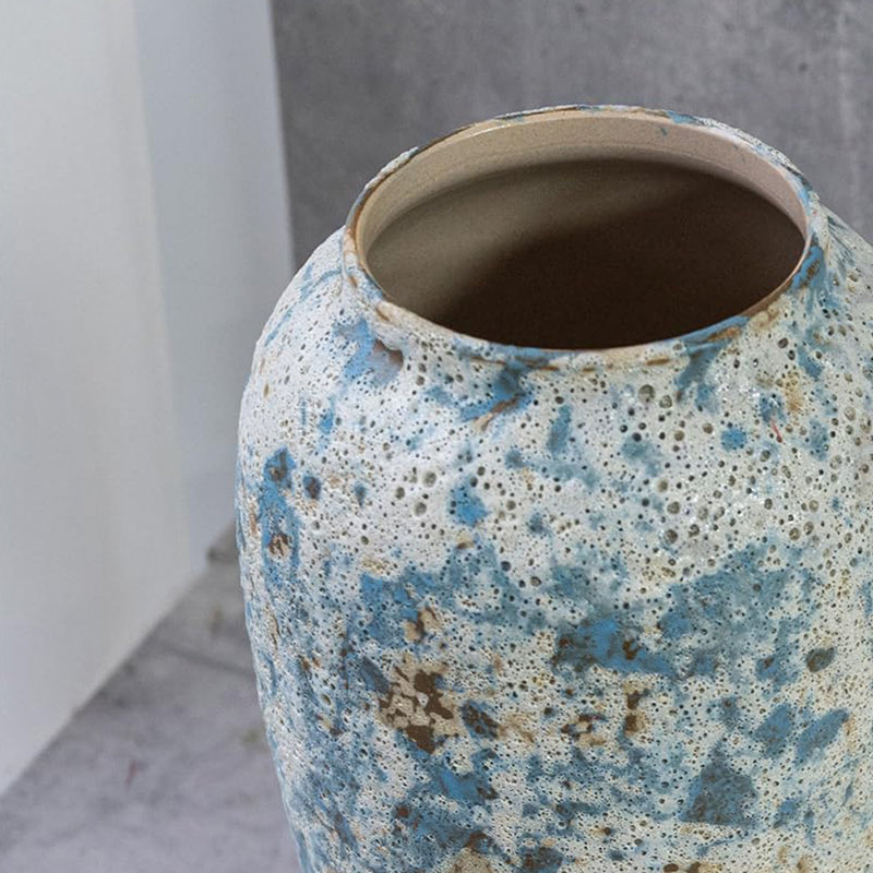 Vase en céramique fait à la main, Bleu