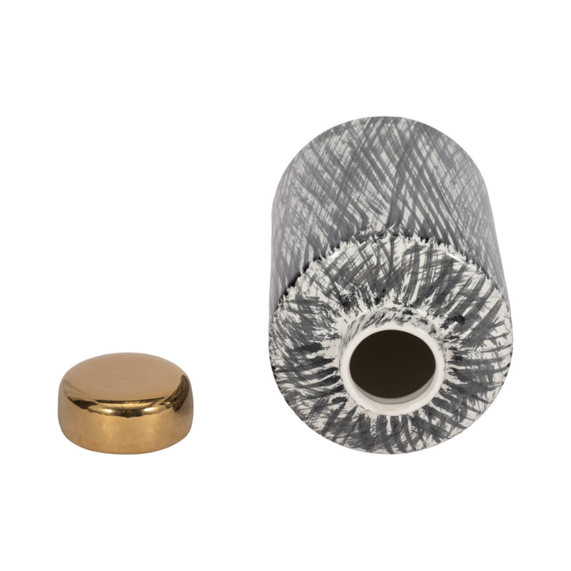 Pot décoratif décoratif en céramique texturée avec couvercle pour la décoration intérieure, H 10 po x l 5,5 po x P 5,5 po