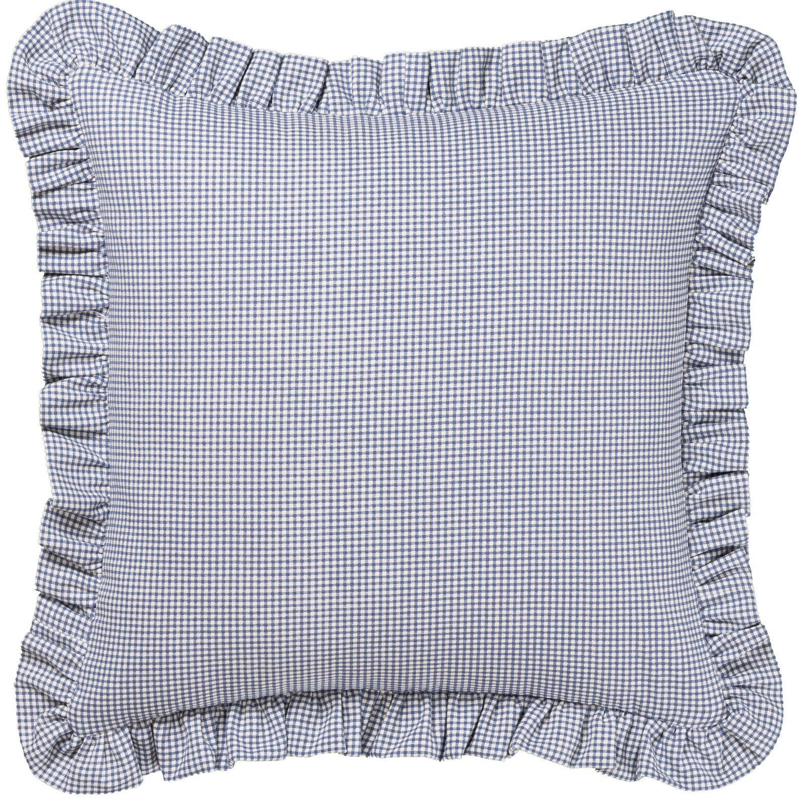Birch Lane Mini Check Ruffled Accent Pillow, Feather, Blue