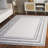 Ladaniel Border & Stripe Shag 200 Performance Striped Rug-1709536992