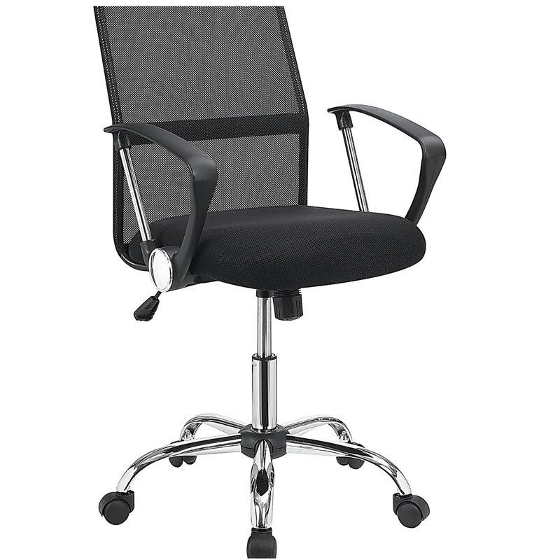 Chaise de bureau pivotante mâle et noire en chrome