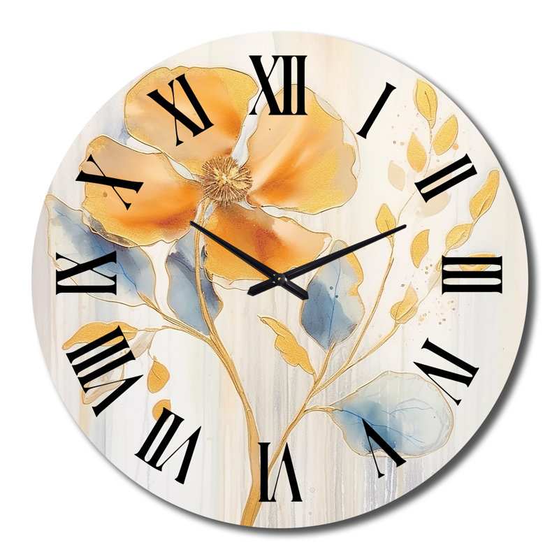 Horloge murale jaune et bleue Harmony In Chaos II, Grand
