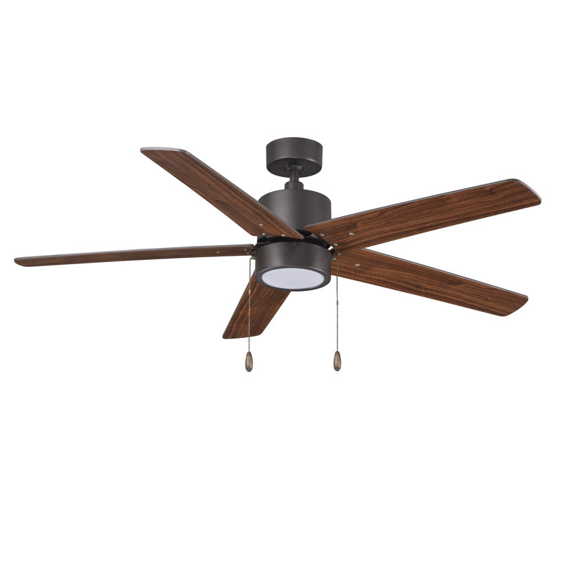 Jolley 52" 5-Blade Indoor Ceiling Fan, Oil Rubbed Bronze, Brown Wood