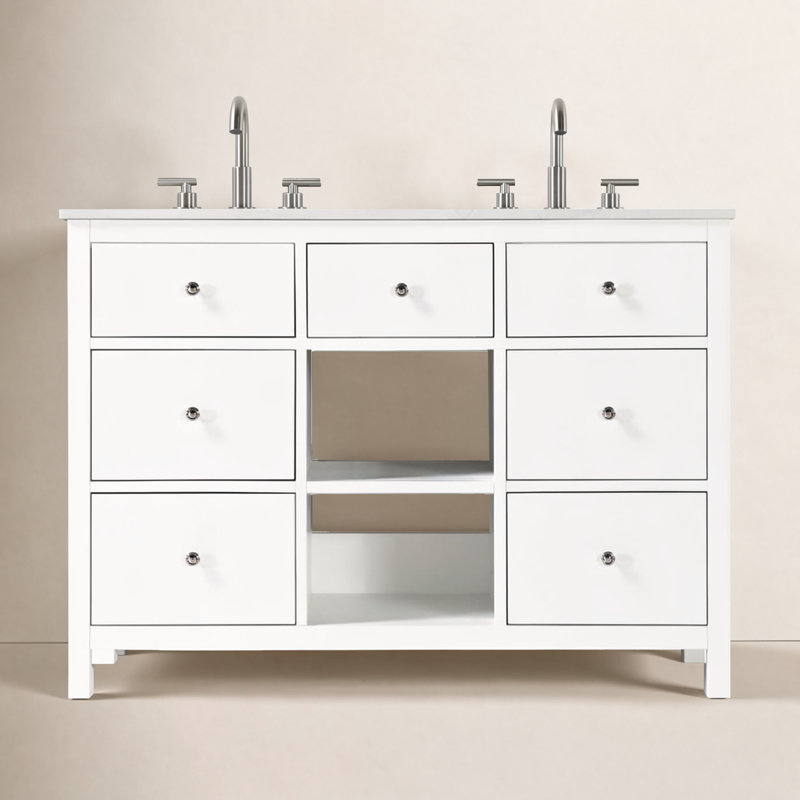 Meuble-lavabo double Delle, Blanc/chrome, 48"