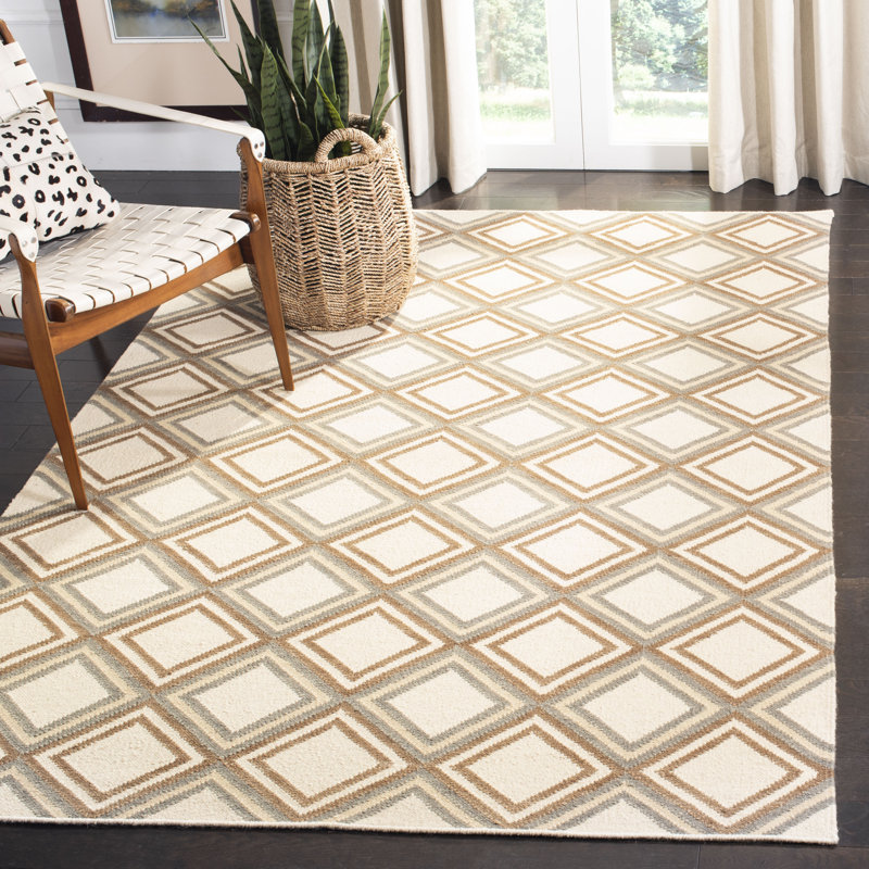 Tapis géométrique en laine tissé à la main Emek, Rectangle 5 pi x 8 pi