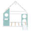 Lits jumeaux cabane, glissade en bois MDF avec lumières de boules, chambre d'enfant bleue moderne-1283288697