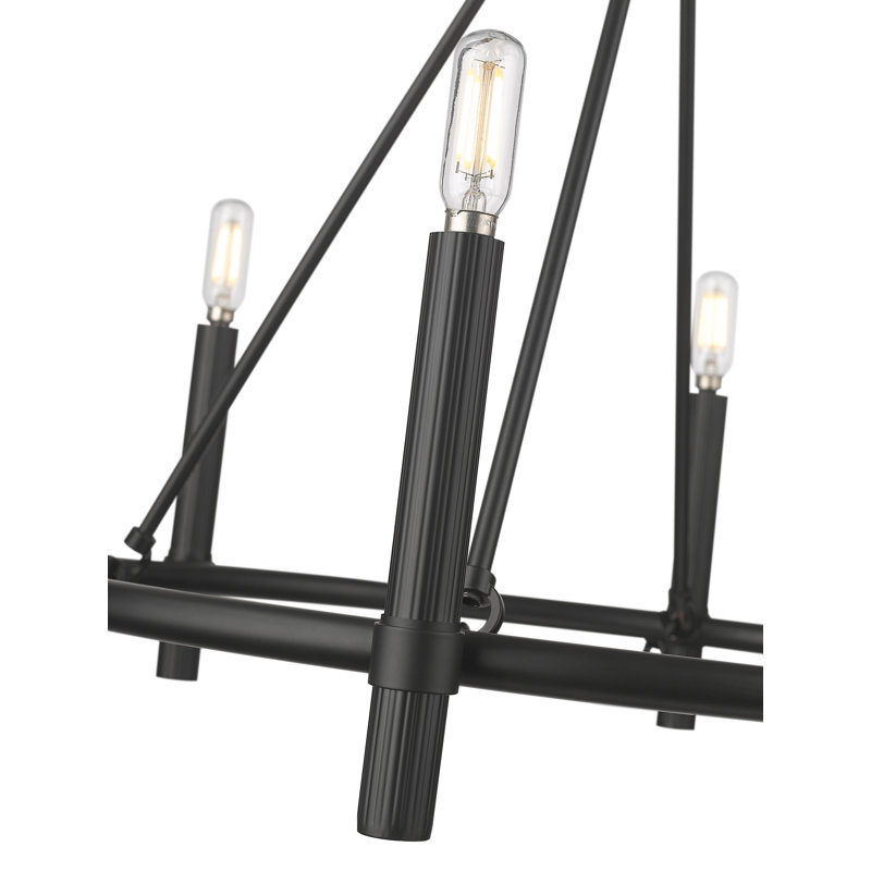 Skyva Chandelier - Matte Black, 23.25" H x 25" W x 25" D, 6