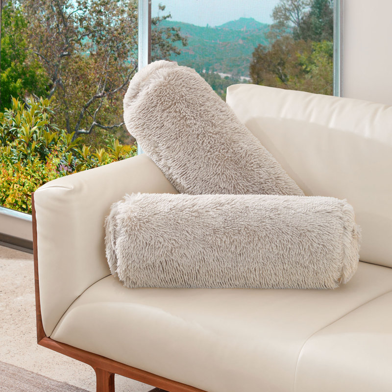 Faux Fur Reversible Throw Pillow, Silver