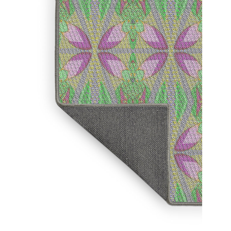Tapis mauve/vert à motifs, Rectangle 2 pi x 5 pi