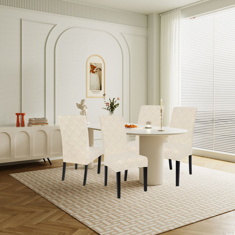 Housse pour chaise de salle à manger, Mélange de polyester beige