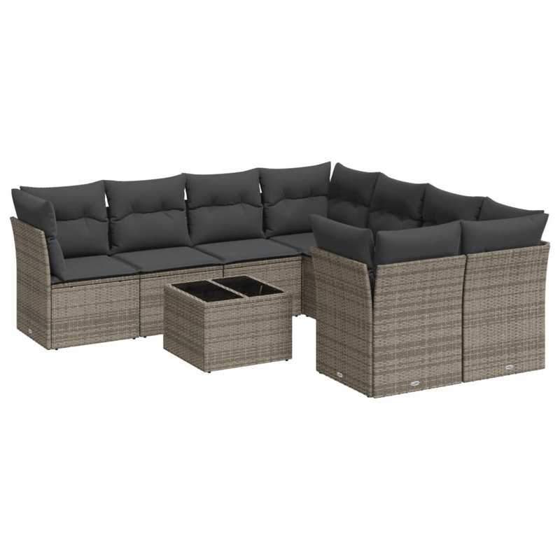 Vidaxl Patio Sofa Set PE Rattan 9 Piece Modular Patio Sofa Set