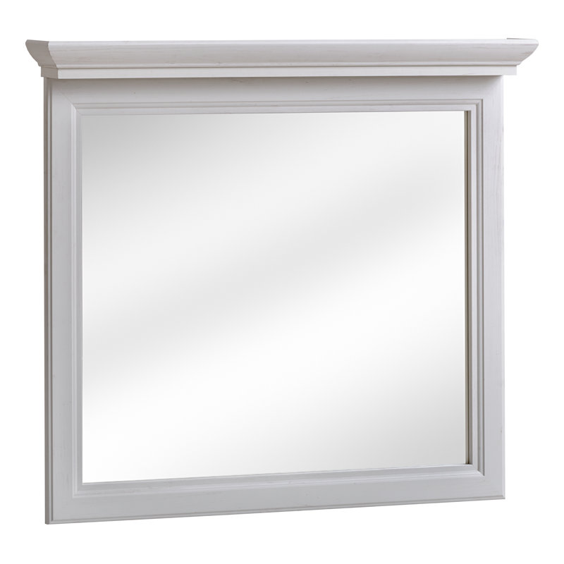 Persephone Wood Flat Wall Mirror, White, 76cm H x 80cm W x 11cm D