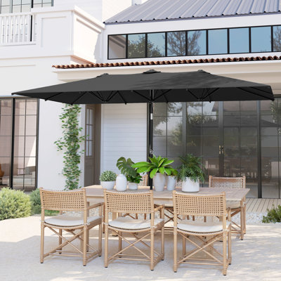 10ft Double-sided Patio Umbrella with Tilt, Adjustable Height, Grey