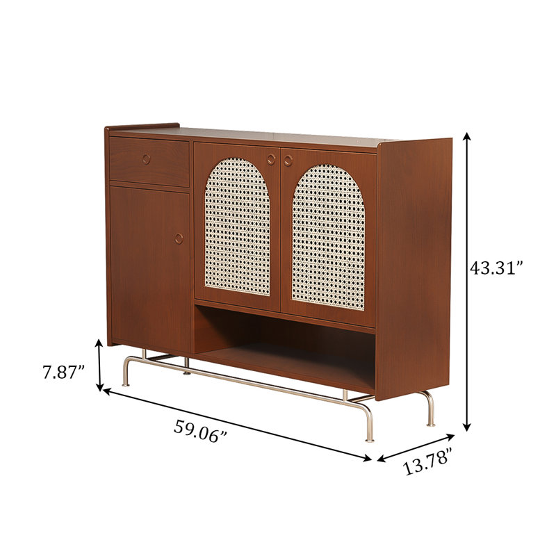 Simple Solid Wood and Rattan Shoe Cabinet for Home Use