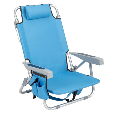Chaise de plage de camping légère et portative pour adultes, chaises de plage pliantes à plat pour l'extérieur avec 5 positions, chaise de plage à dos avec barre à serviettes, pochette à fermeture à glissière, porte-gobelet
