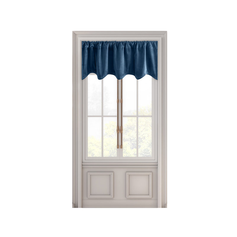 Myreon Velvet Scalloped Window Valance, Blue
