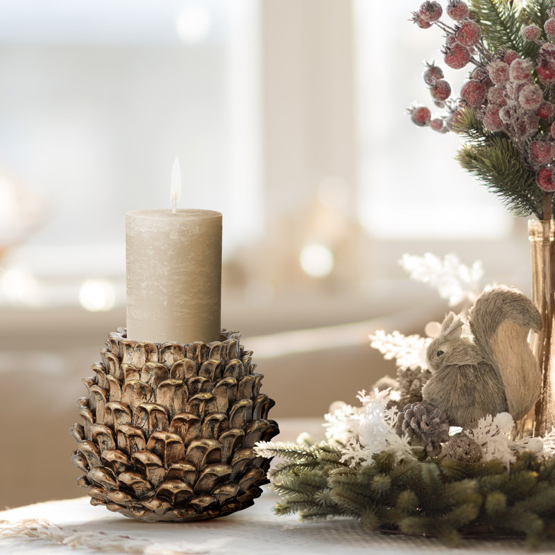 Porte-bougie en résine 5 po Pinecone