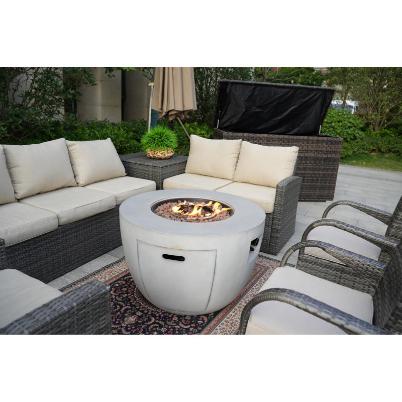 - Person Patio Conversation Set with Cushions, Beige, Gray
