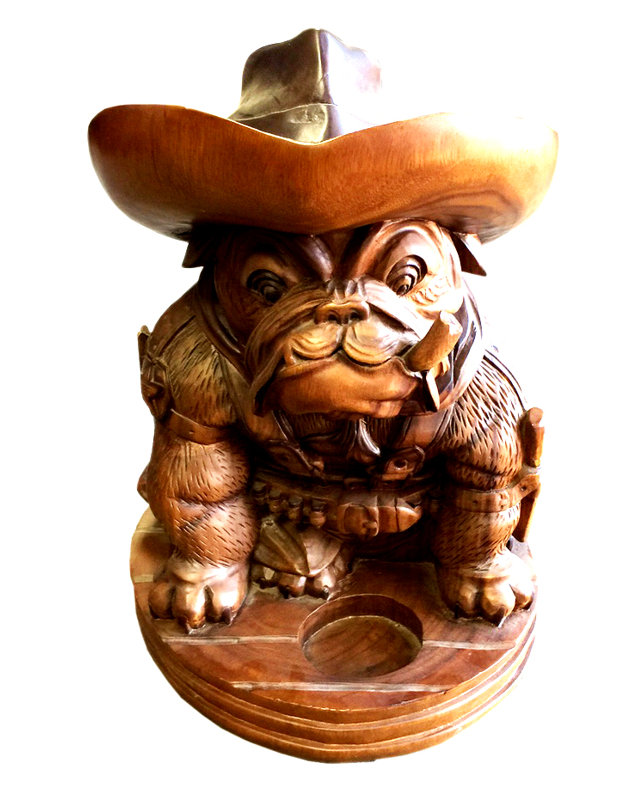Statue cowboy bouledogue