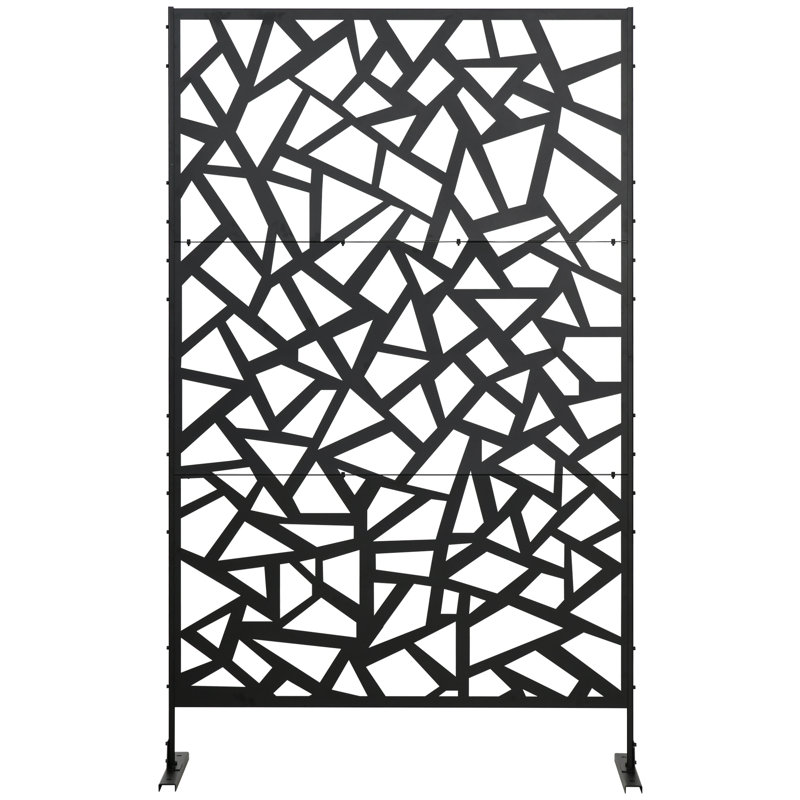 Briege Decorative Garden Privacy Screen with Stand, 6.5FT Metal Divider