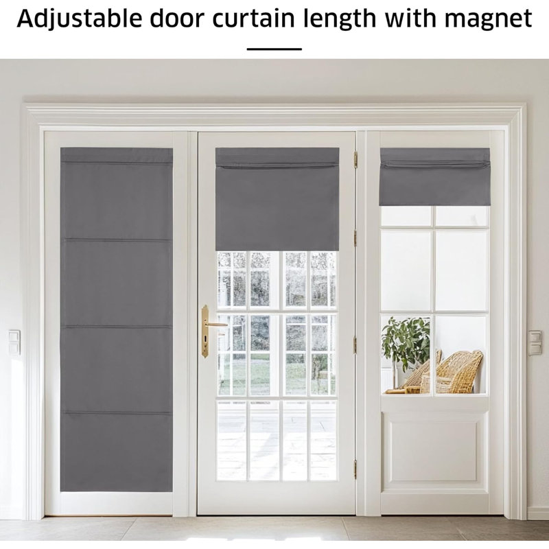 Magnetic Blackout Door Blinds, No Drill Roll Up French Door Curtain for Window, Thermal Insulated Light Blocking Shades for Sidelight Glass Window, 1 Panel