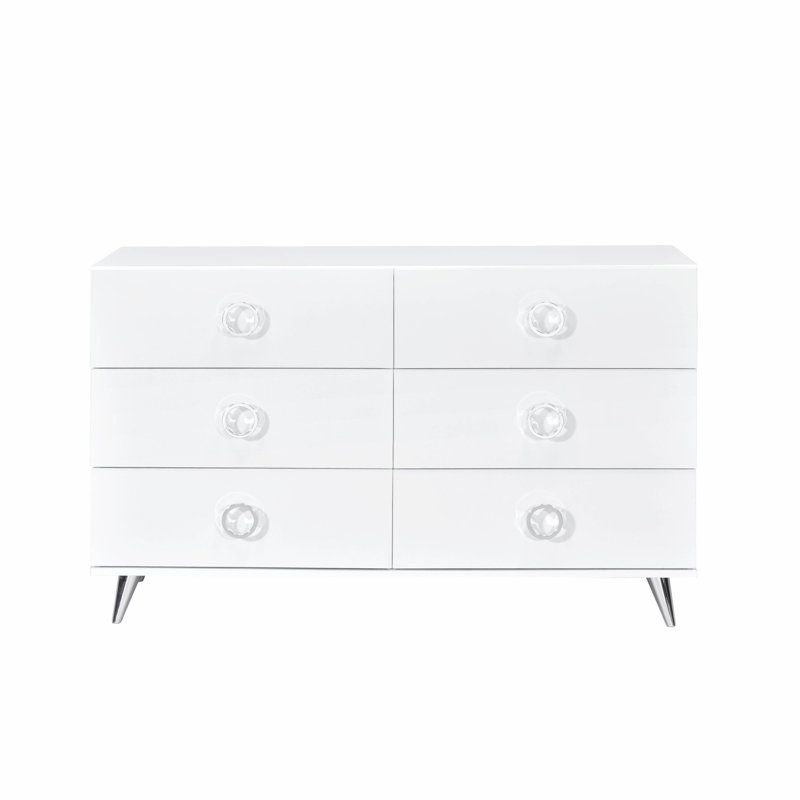 Commode avec pieds en métal chromé et tiroirs de rangement