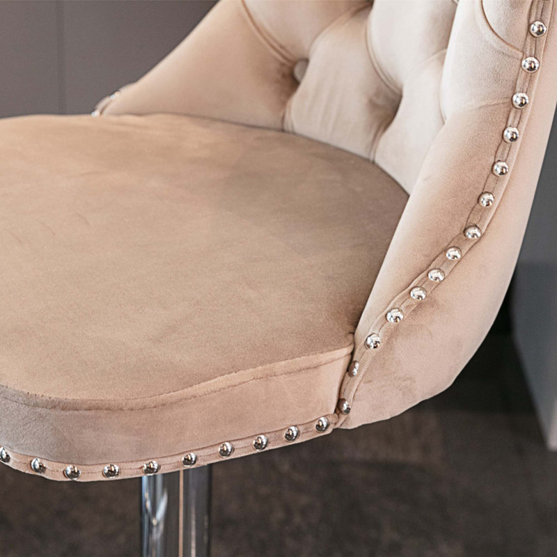 Tabouret à hauteur réglable Blevens, Kaki, Argent