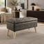 Banc coffre carré de 81 cm de large avec plateau intégré et repose-pieds rembourré, idéal pour le salon ou la chambre.-1009112407