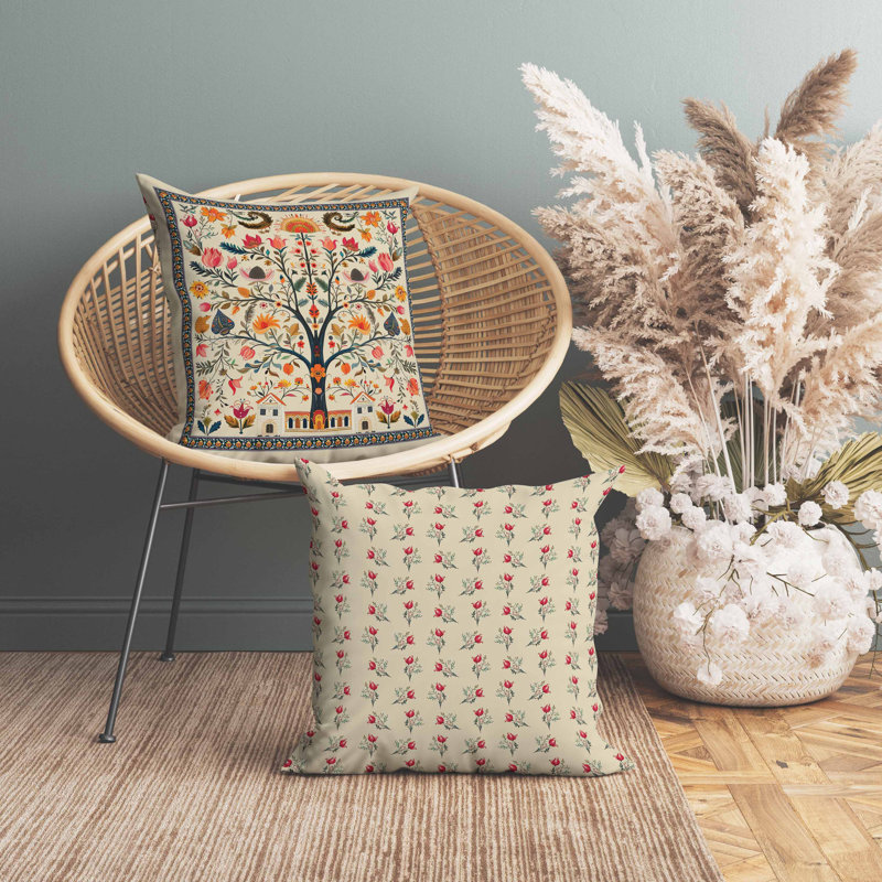 Coussin Indian Art, Beige, Carré 26 po