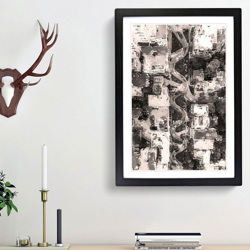 Above Lombard Street In San Francisco - Single Picture Frame Painting, 45cm H x 33cm W x 2cm D, Black Framed