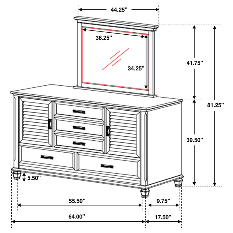 Miroir pour commode Coetzee