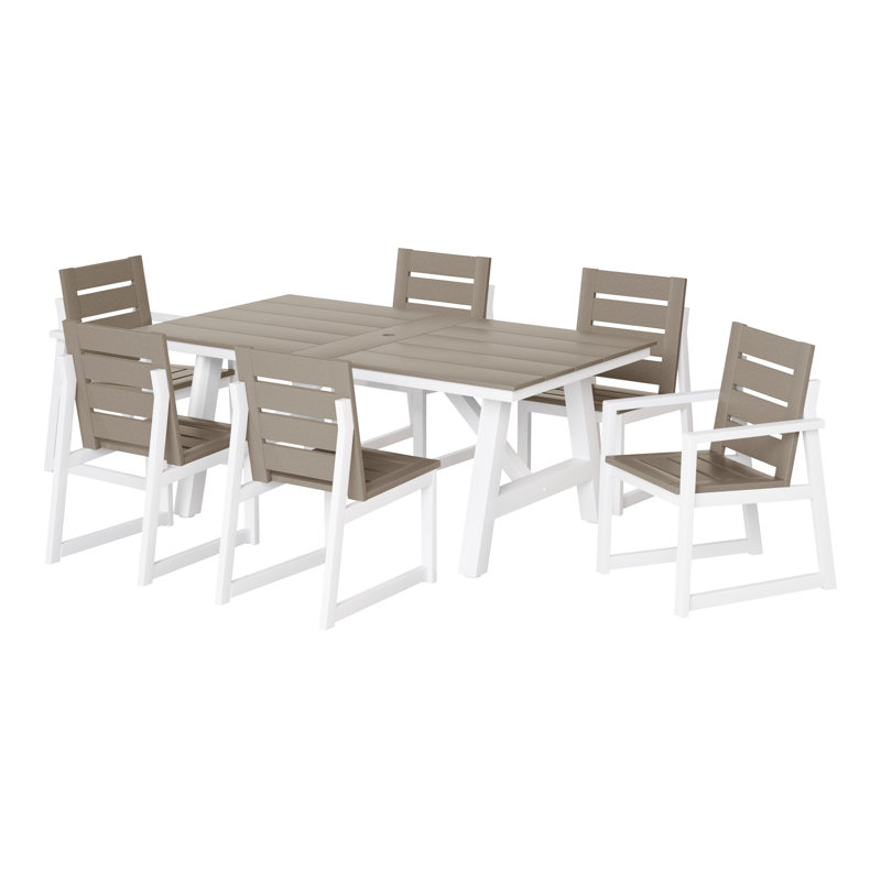 Ensemble repas d'extérieur 7 pièces 7 pièces, Marron clair