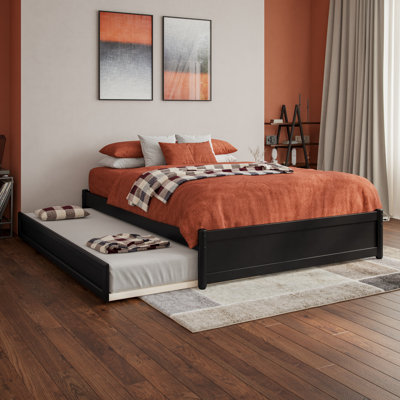 Lit plateforme en bois massif Lamariah avec lit gigogne assorti